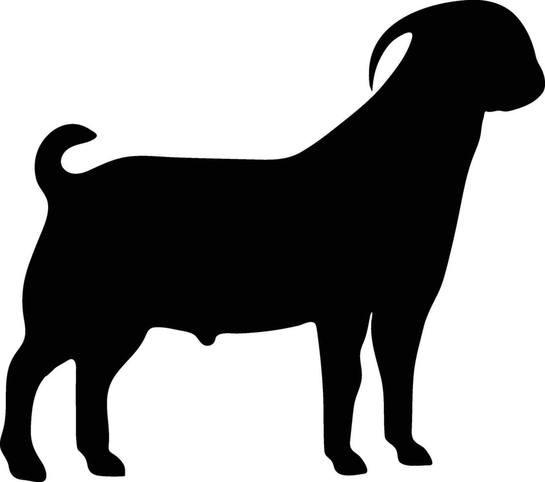 Curious Goats in Idyllic Farm Landscape silhouette or vector