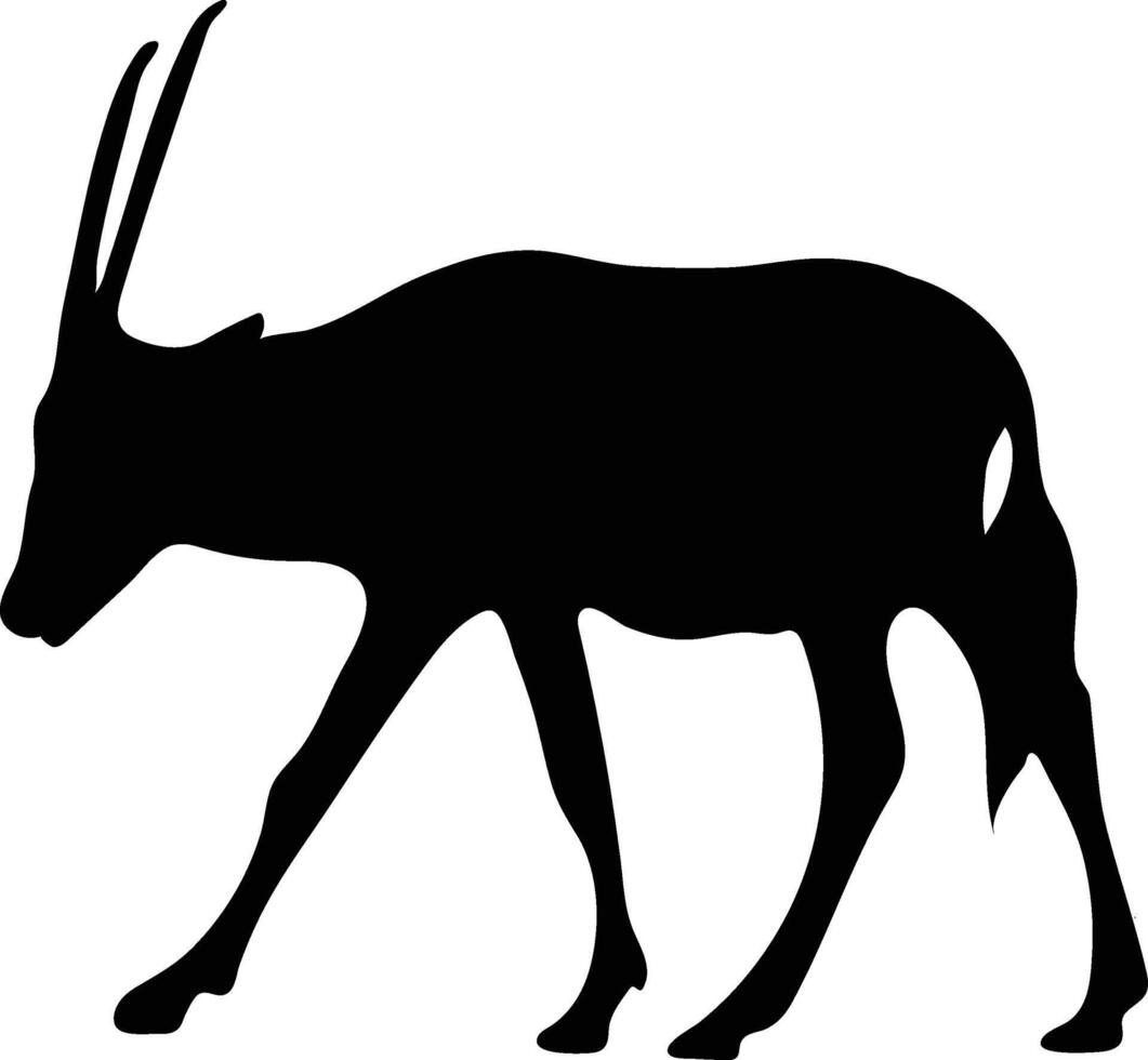 Mountain Goats Grazing on Alpine Pasture silhouette or vector