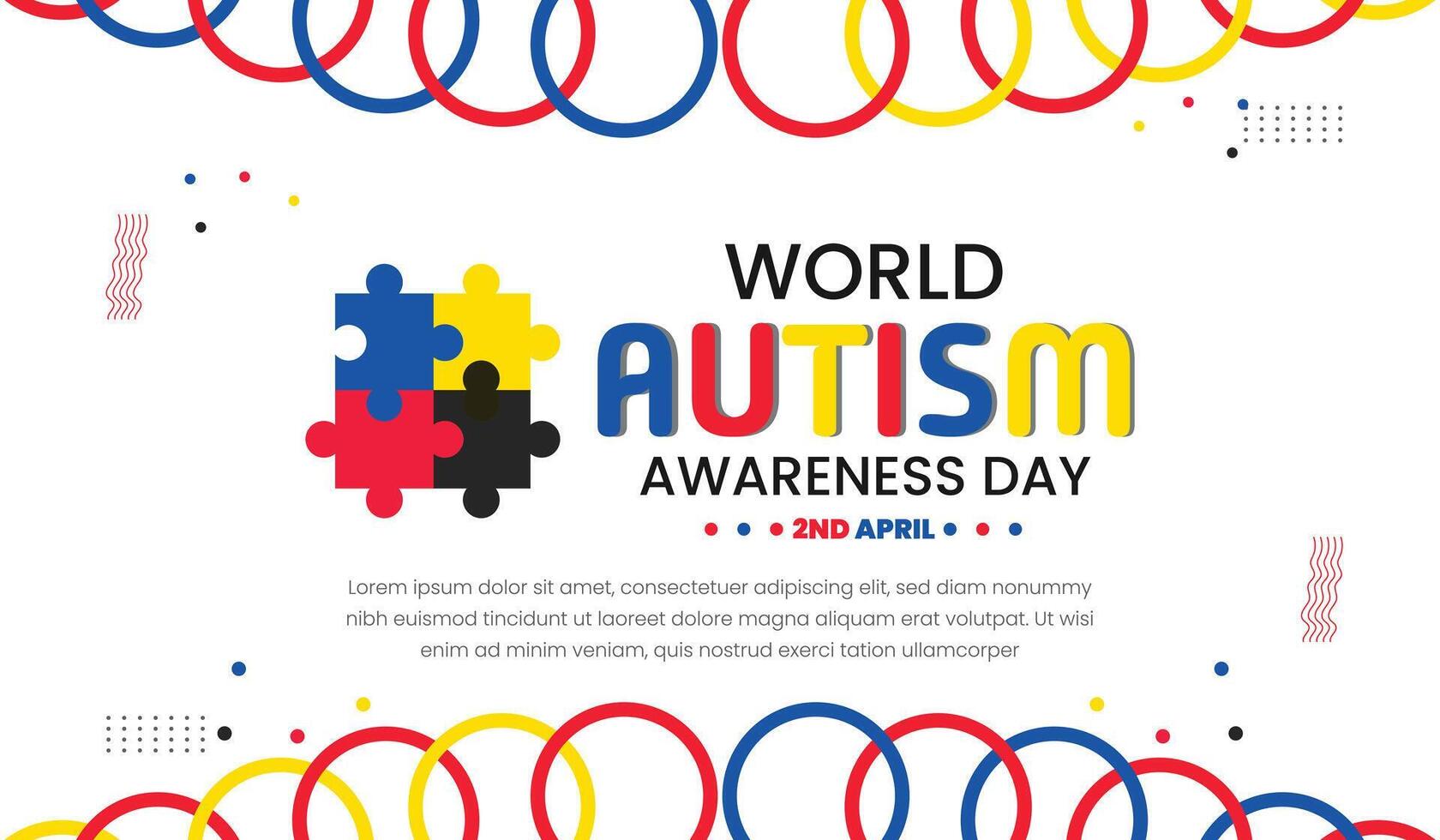 mundo autismo día, empoderamiento individuos con autismo, mundo autismo conciencia día. abril 22 fiesta concepto. modelo para fondo, bandera, tarjeta, póster con texto inscripción. vector