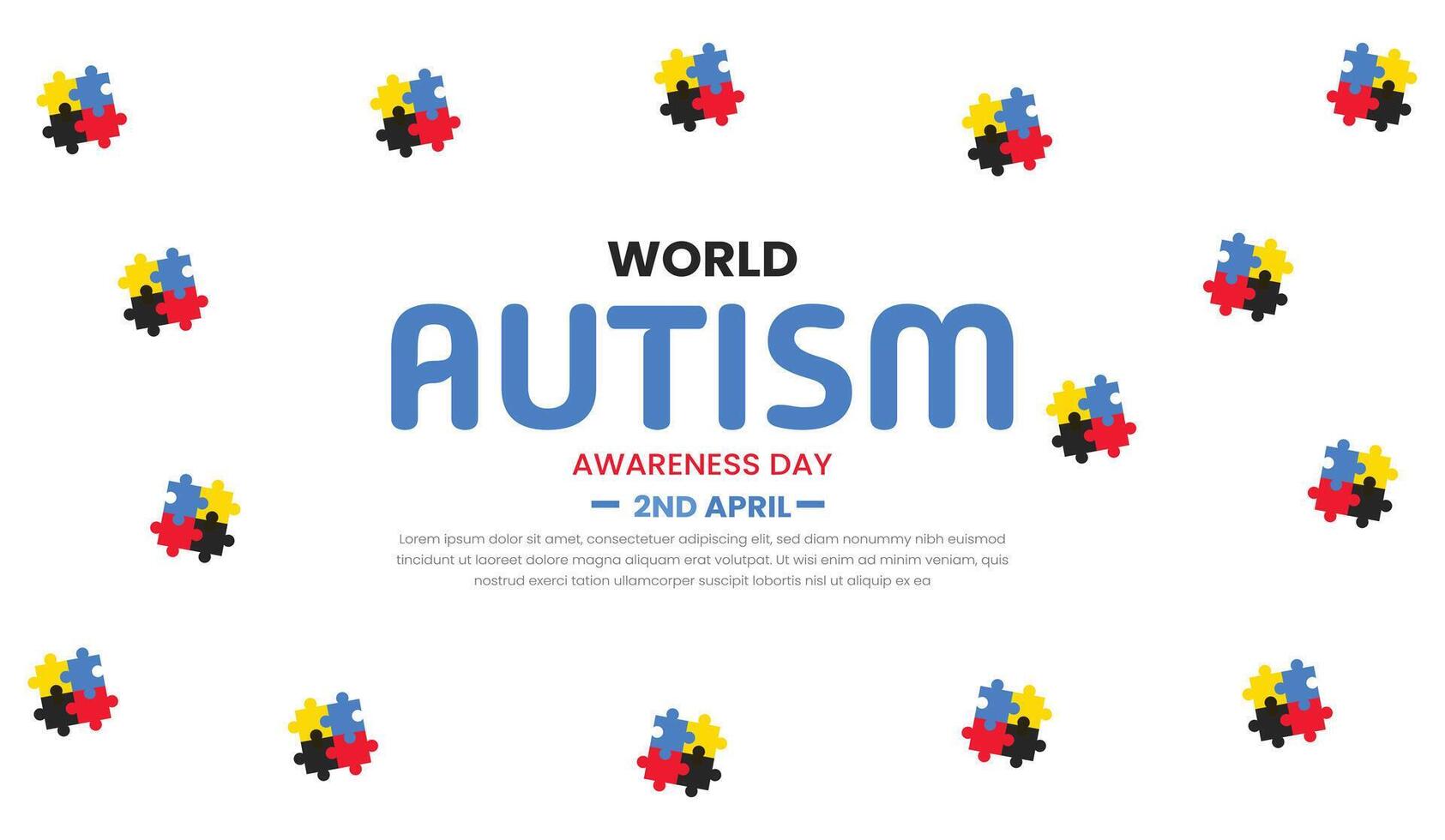 mundo autismo día, empoderamiento individuos con autismo, mundo autismo conciencia día. abril 22 fiesta concepto. modelo para fondo, bandera, tarjeta, póster con texto inscripción. vector