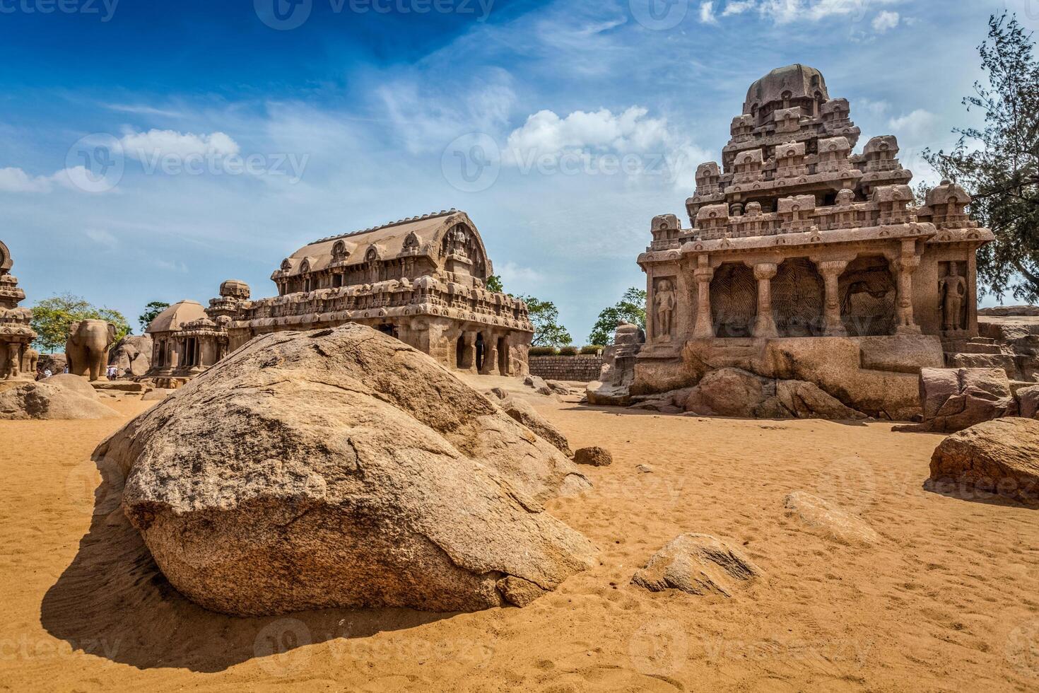 Five Rathas. Mahabalipuram, Tamil Nadu, South India photo