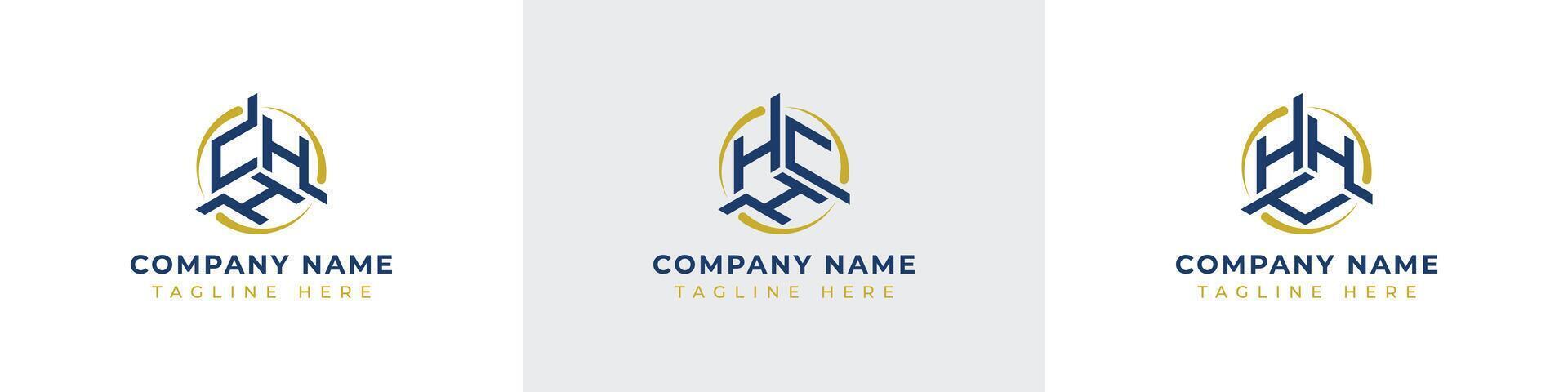 Letters CHH, HCH, HHC Monogram Logo Set, suitable for any business with CHH, HCH, HHC initials vector
