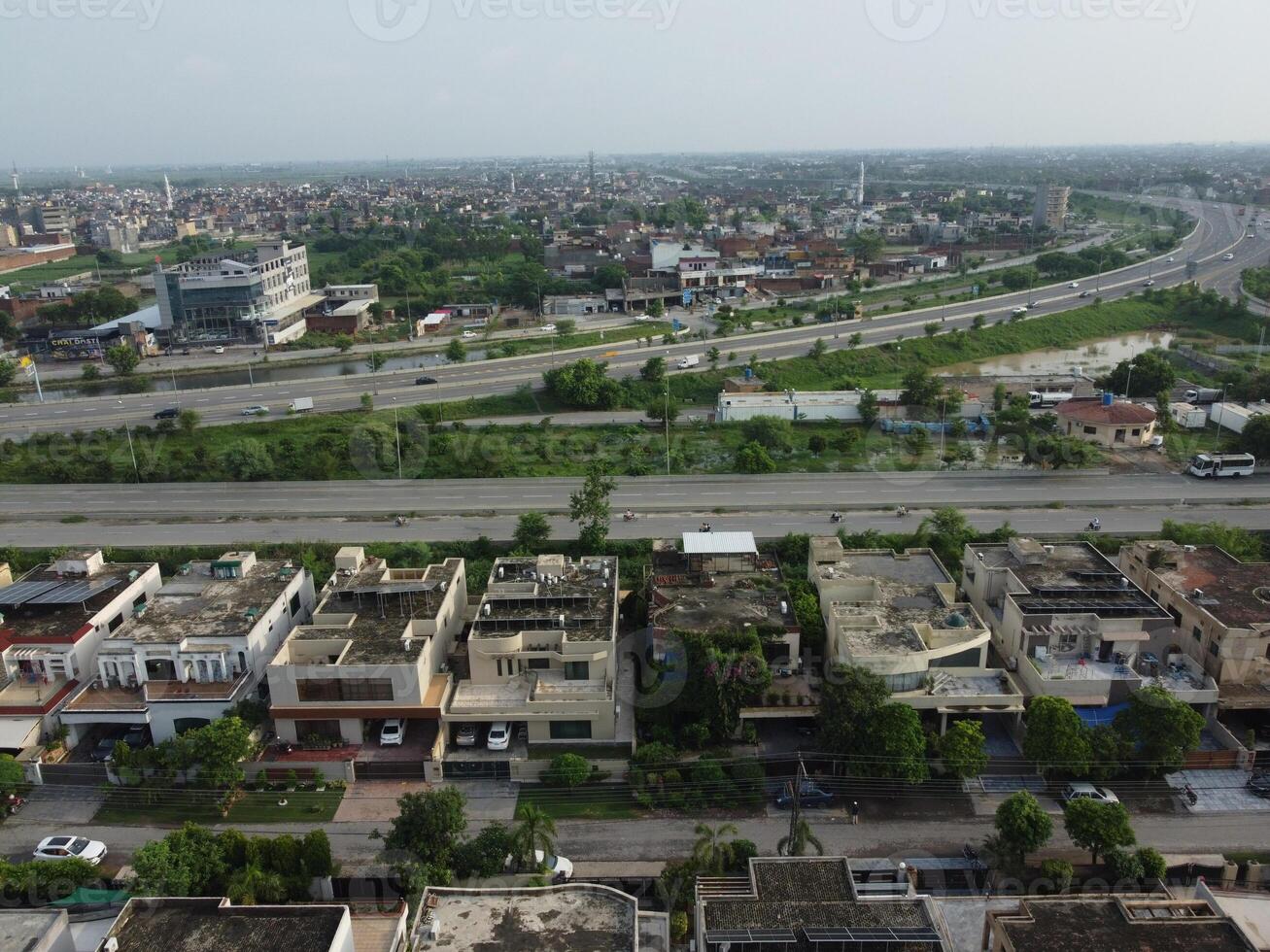 Aerial view of residential are  on 2024-07-22 in Lahore, Pakistan photo