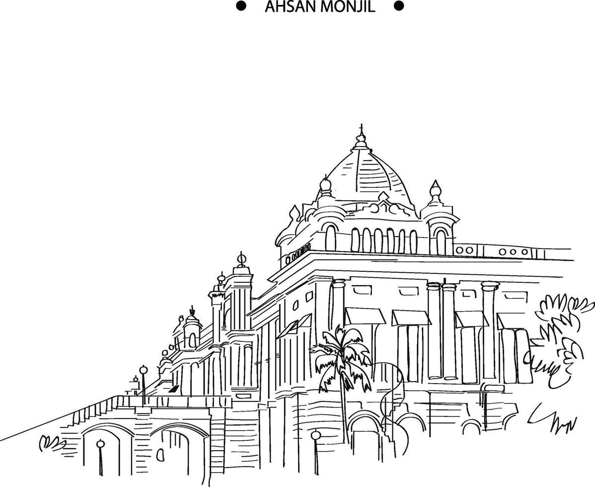 ahsan manzil vector line art