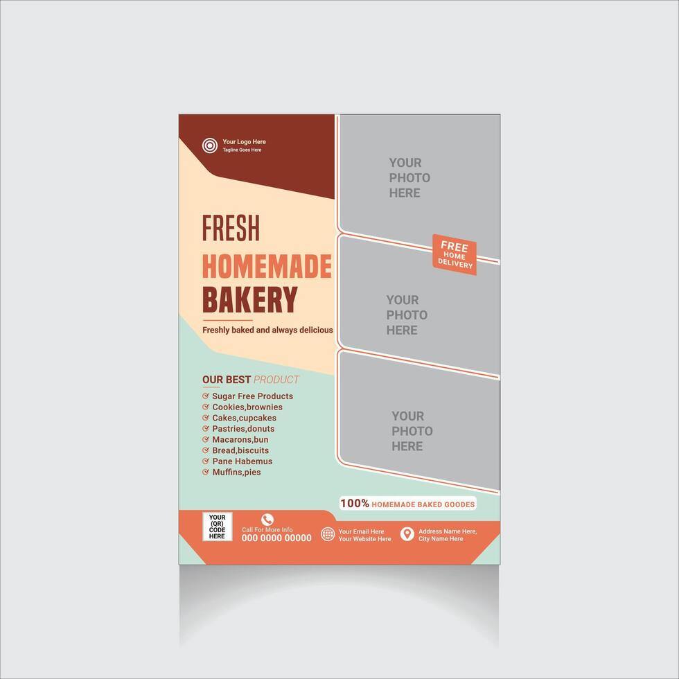 fresh homemade bakery flyer vector