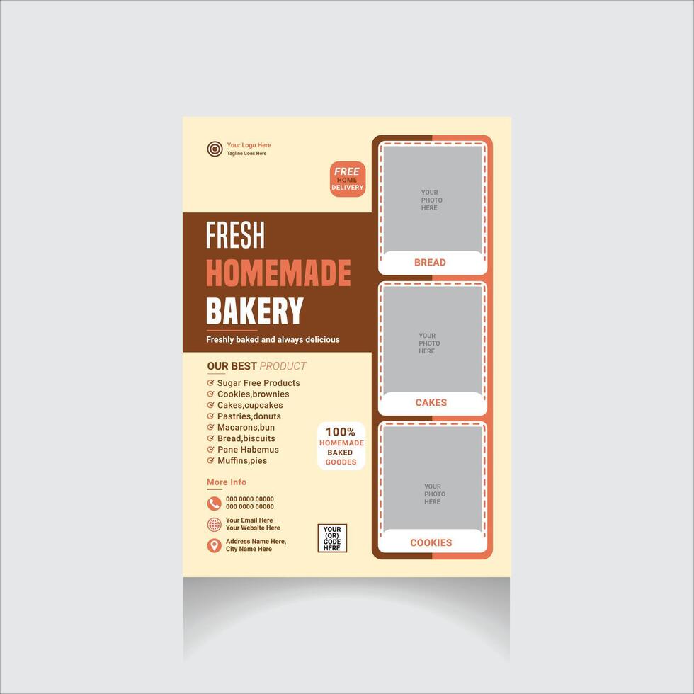 fresh homemade bakery flyer vector