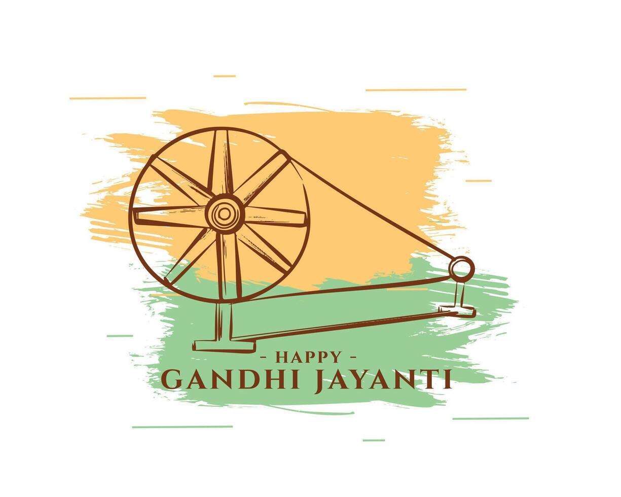 grunge style gandhi jayanti banner with charkha design vector