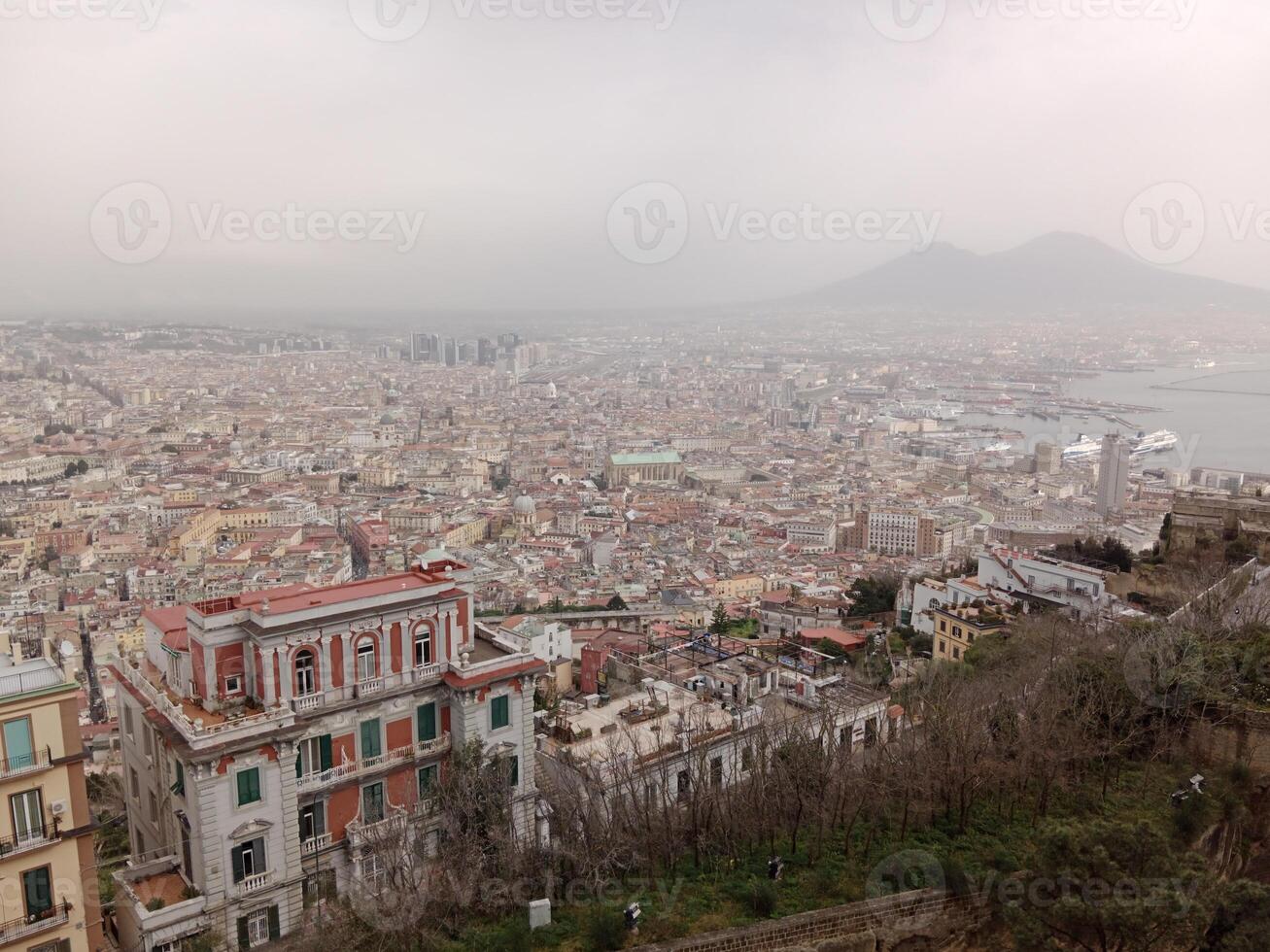 Panorama of Naples from Castel Sant'Elmo offers a breathtaking view of the city's vibrant streets, historic landmarks, and the mesmerizing beauty of the Bay of Naples photo