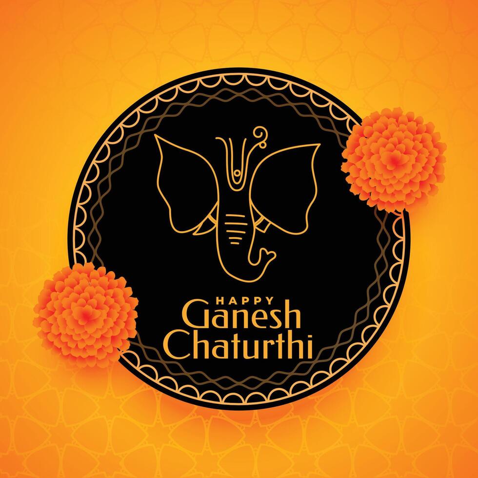 modern style ganesh chaturthi greeting banner with floral design vector