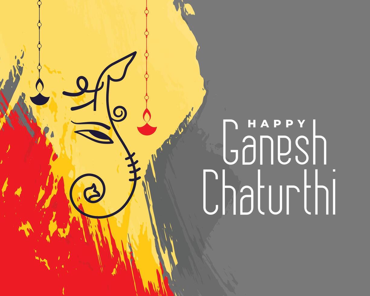 hindú festival ganesh chaturthi bandera en pintar cepillo estilo vector