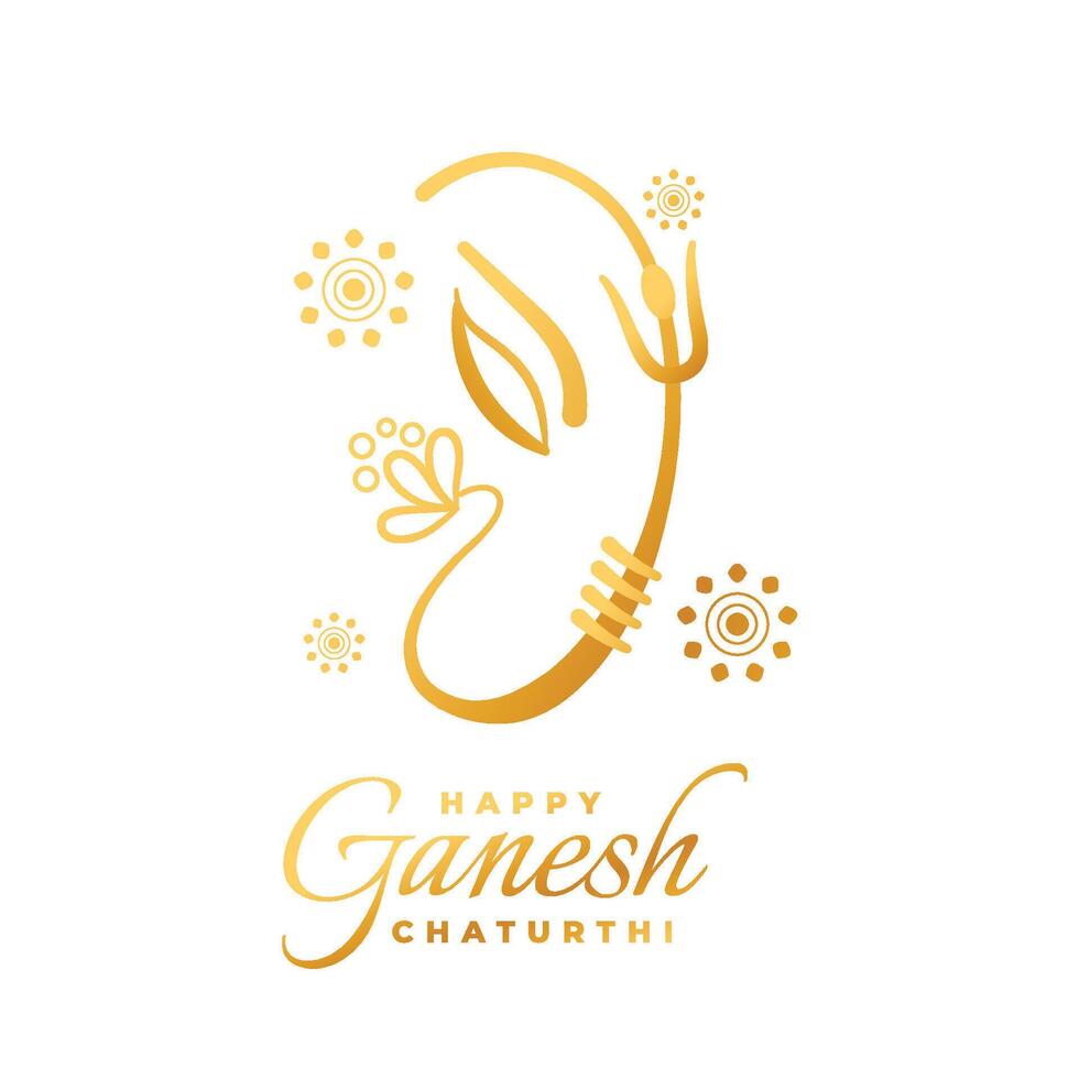 happy ganesh chaturthi celebration banner with golden ganesha design vector