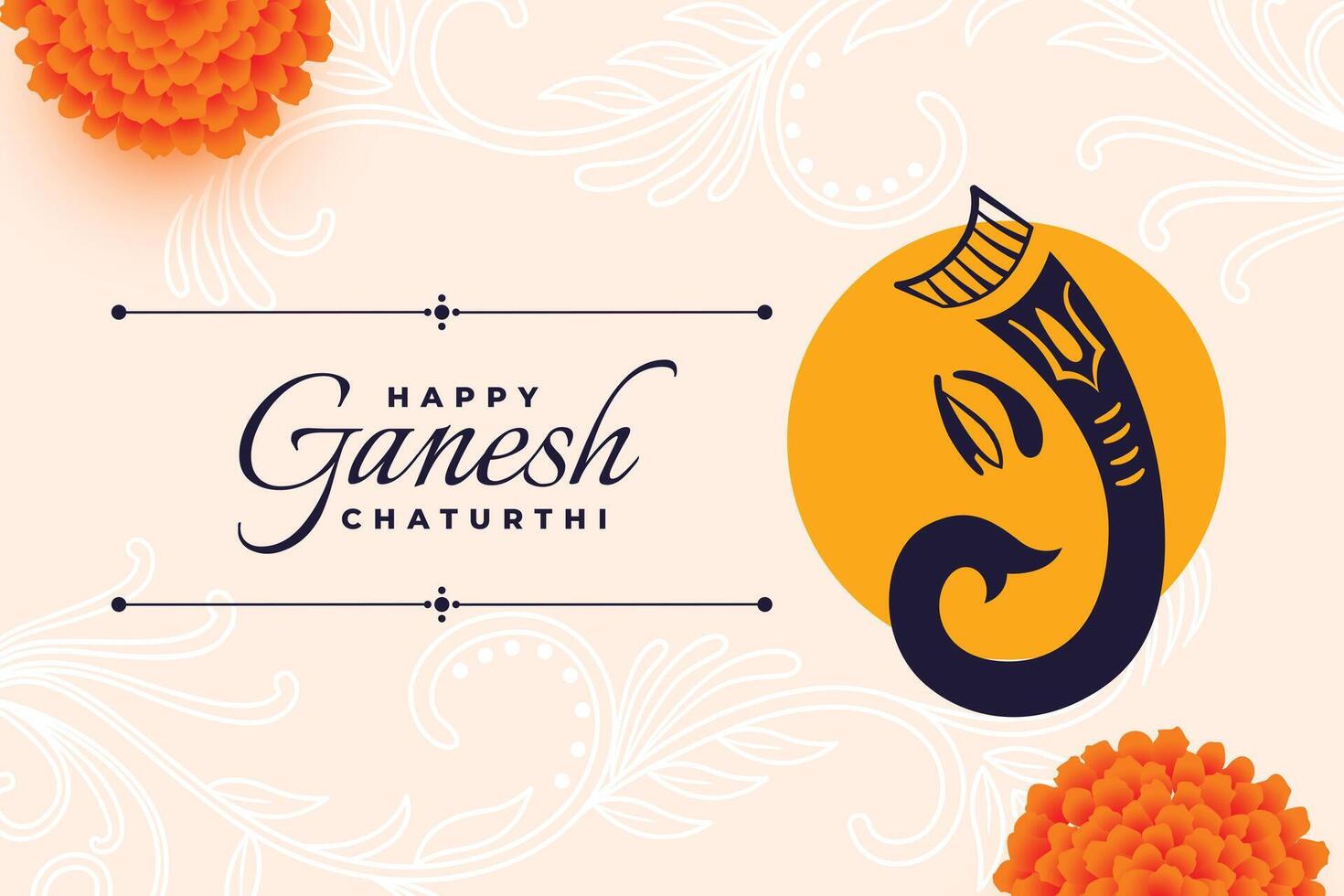 happy ganesh chatuthi greeting wishes card background vector