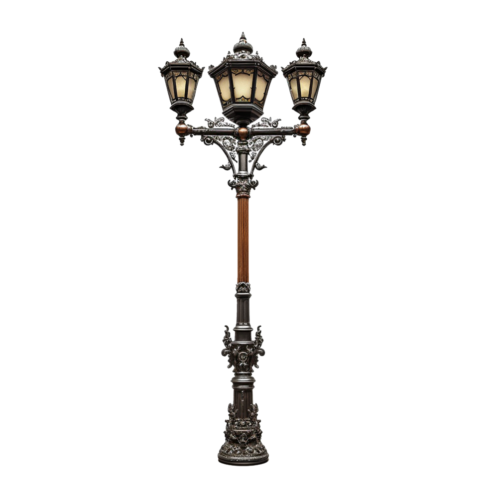 AI generated Vintage lamp post png isolated on transparent background