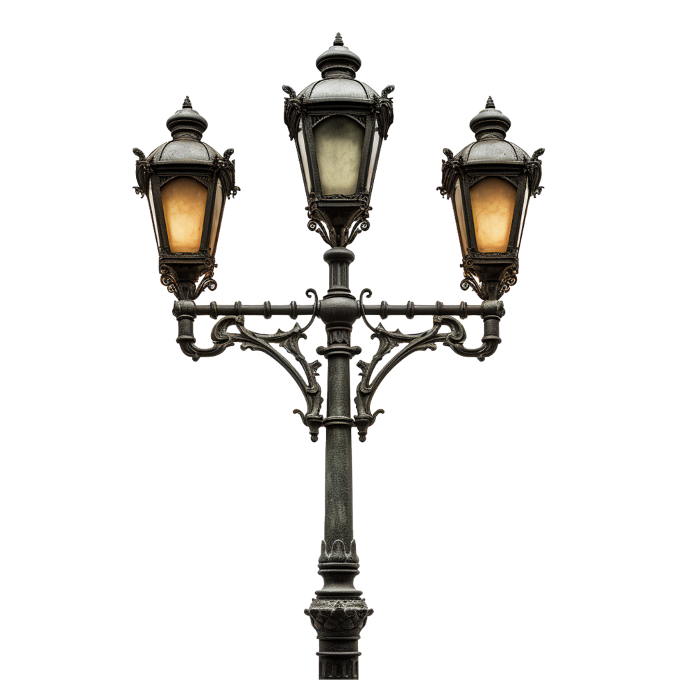 AI generated Vintage lamp post png isolated on transparent background