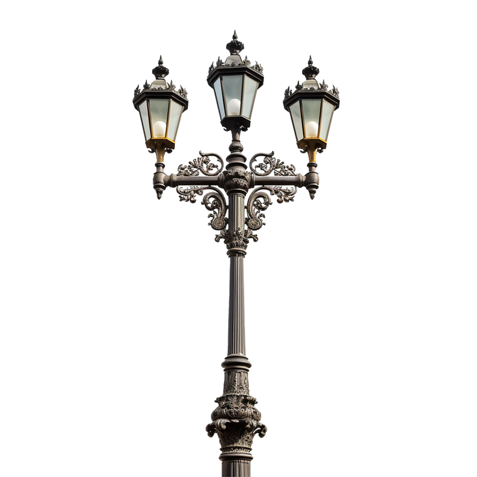 AI generated Vintage lamp post png isolated on transparent background