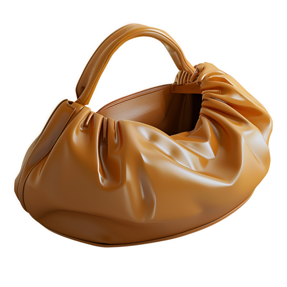 AI generated Brown woman fashion handbag.3d rendering handbag in transparent background. png