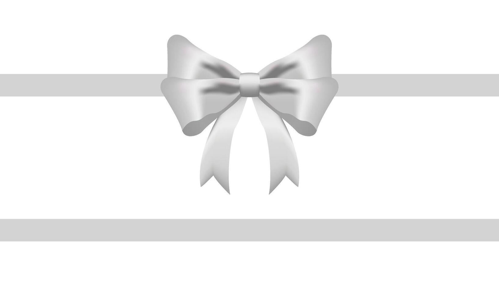White Ribbon Bow Realistic shiny satin with shadow horizontal ribbon for decorate your wedding invitation card ,greeting card,certificate,coupon or gift boxes vector EPS10 with copy space.