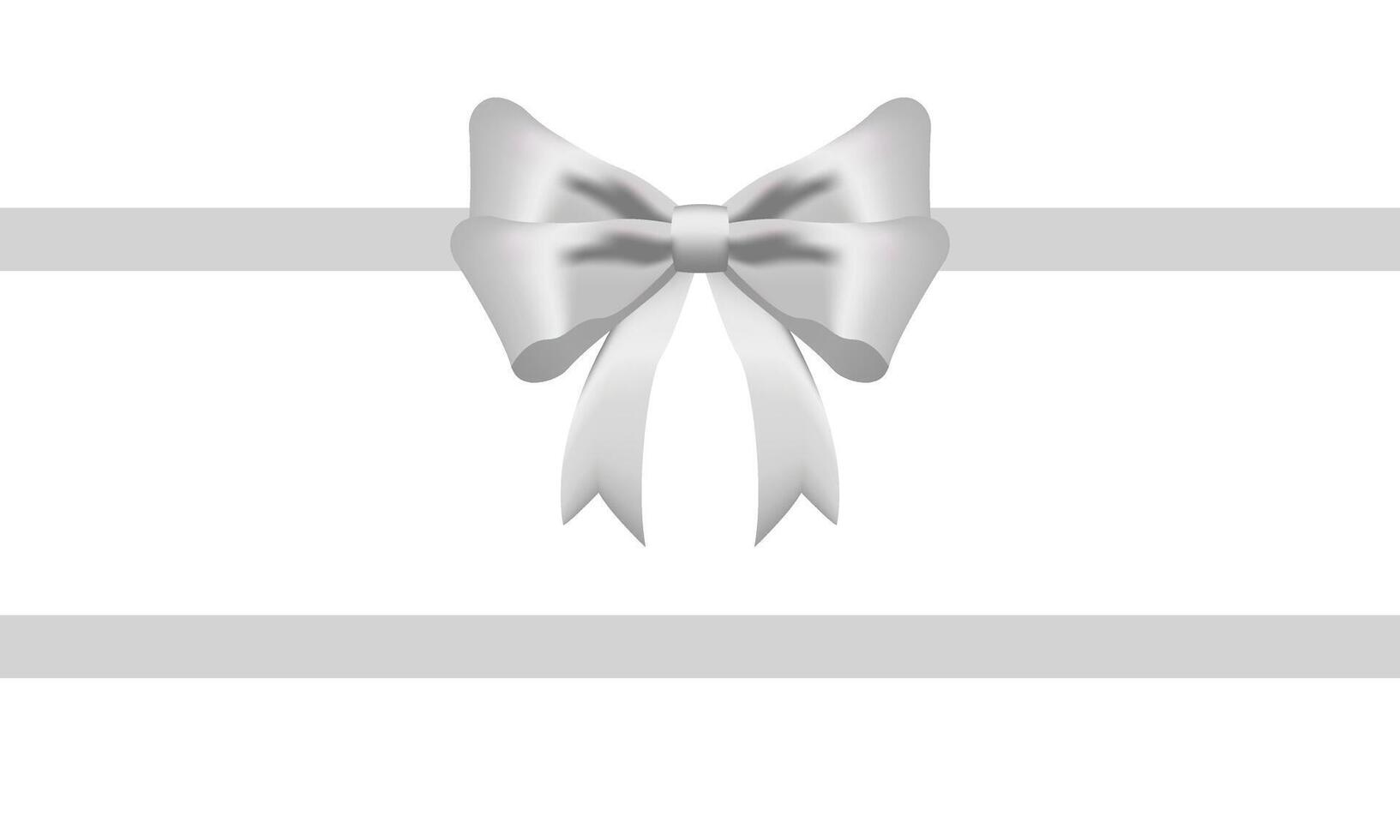 White Ribbon Bow Realistic shiny satin with shadow horizontal ribbon for decorate your wedding invitation card ,greeting card,certificate,coupon or gift boxes vector EPS10 with copy space.