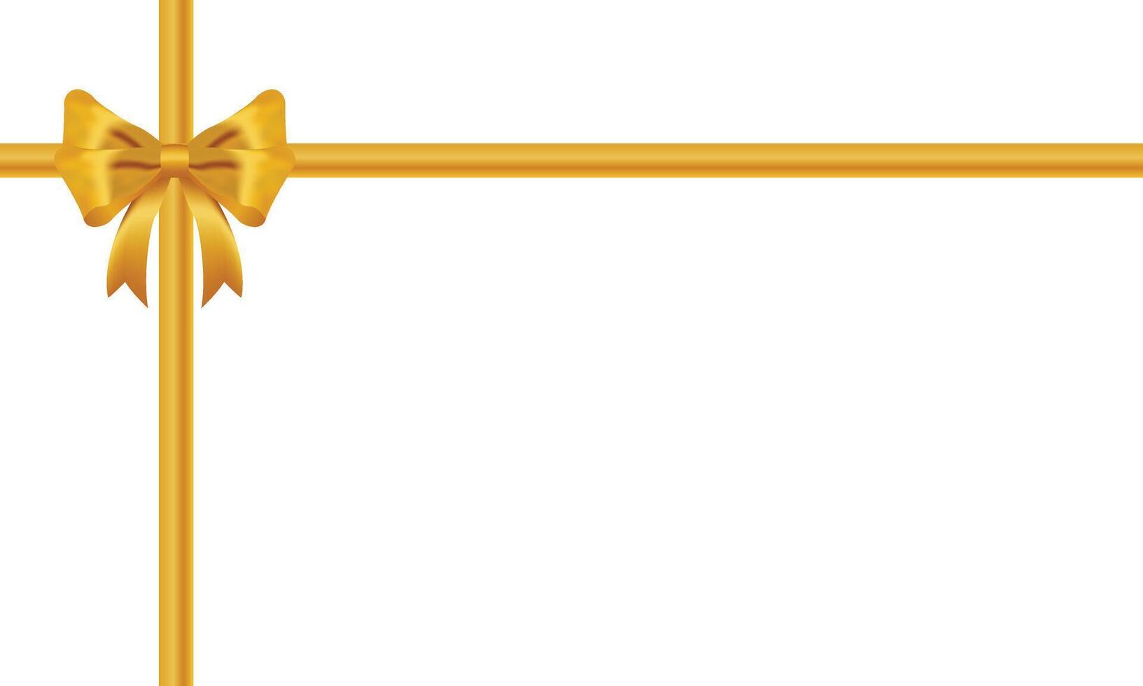 Gold bow realistic with horizontal and Vertical cross ribbon place on white background for decorate you wedding card, gift card or website Vector EPS10 with copy spacee