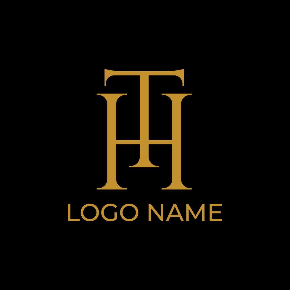 TH, HT, initial ele3gant luxury logo design vector