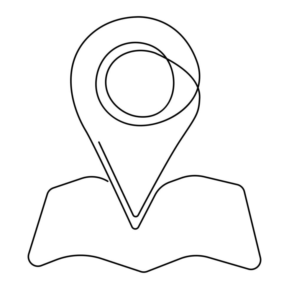 Continuous one line drawing of map point.GPS,Web concept.Map point isolated on a white background. Vector illustration.