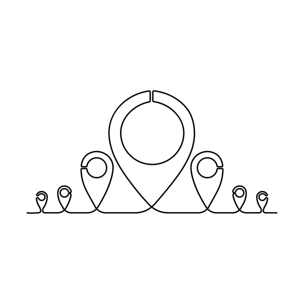 Continuous one line drawing of map point.GPS,Web concept.Map point isolated on a white background. Vector illustration.