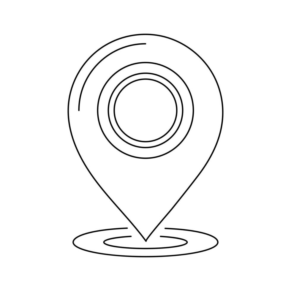 Continuous one line drawing of map point.GPS,Web concept.Map point isolated on a white background. Vector illustration.