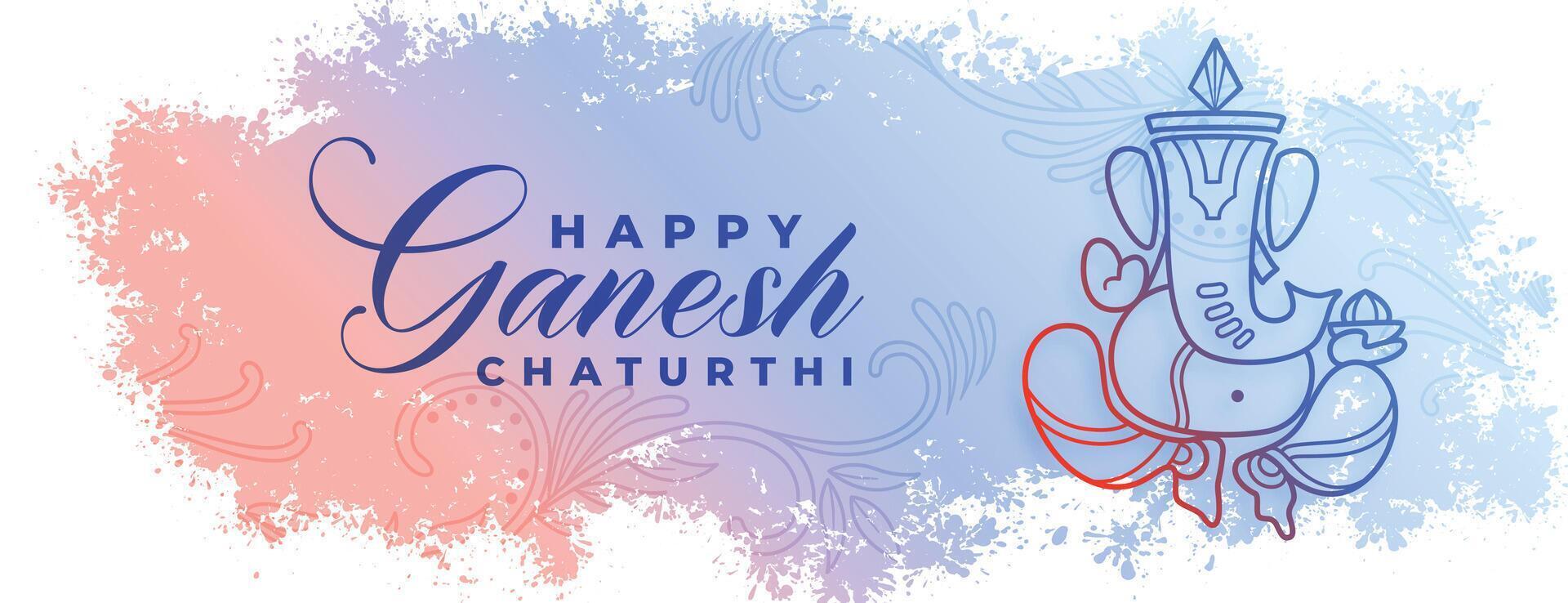 elegant lord ganesha chaturthi celebration banner in watercolor style vector