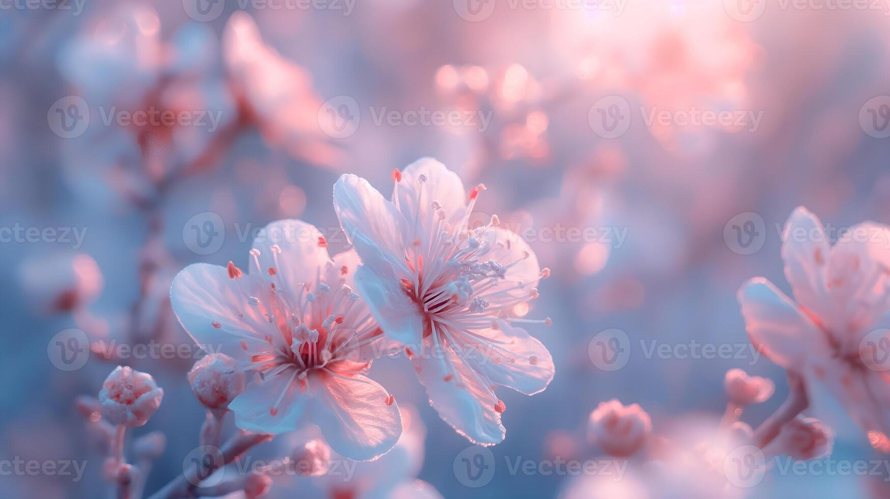 AI generated Tender Flowers - spring summer floral background with bokeh effect photo