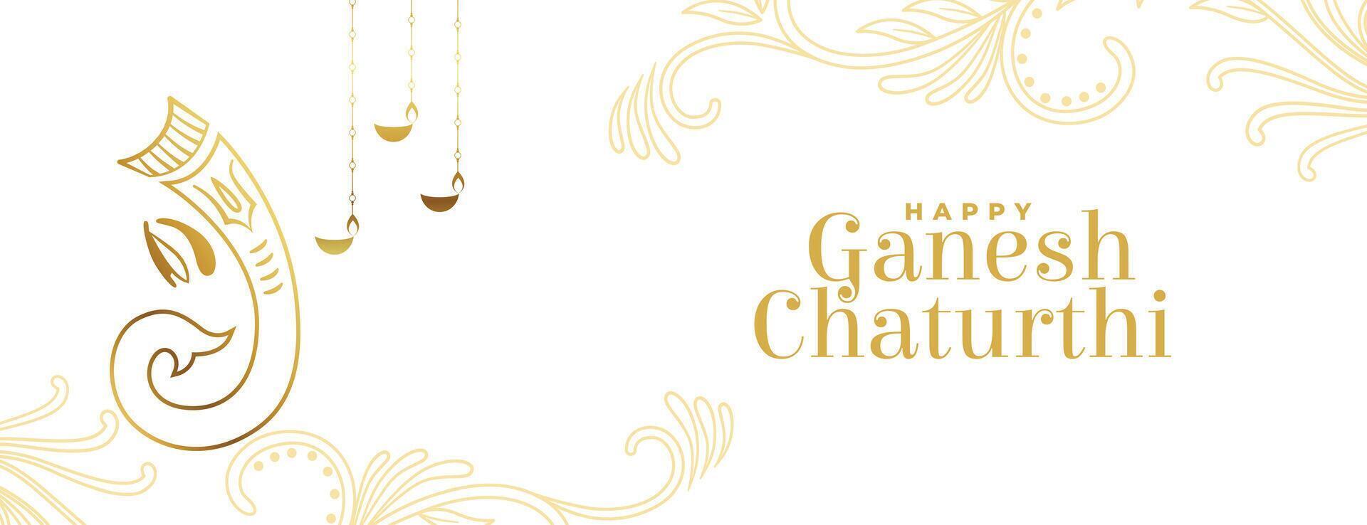 indio festival ganesh chaturthi bandera en dorado diseño vector
