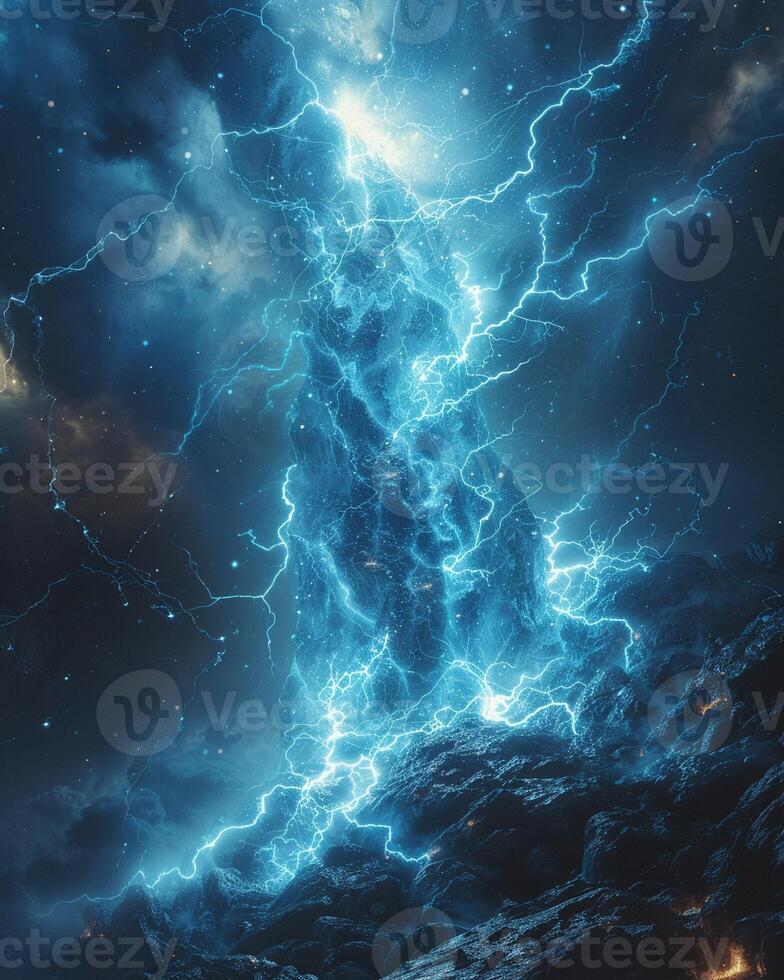 AI Generated Time frozen at the moment of a lightning strike photo