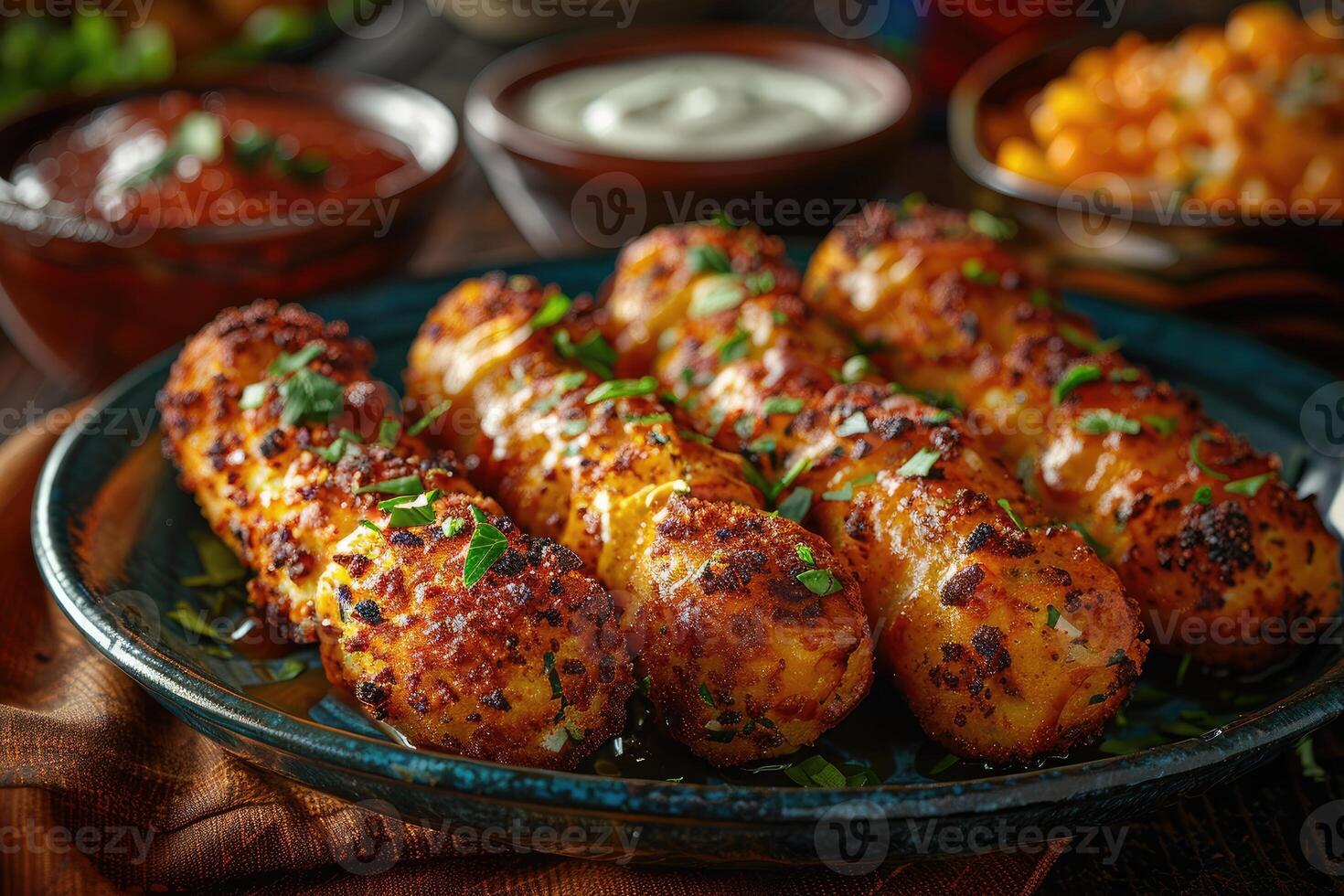 AI generated a plate of Mozzarella Sticks in the kitchen table professional advertising food photography photo