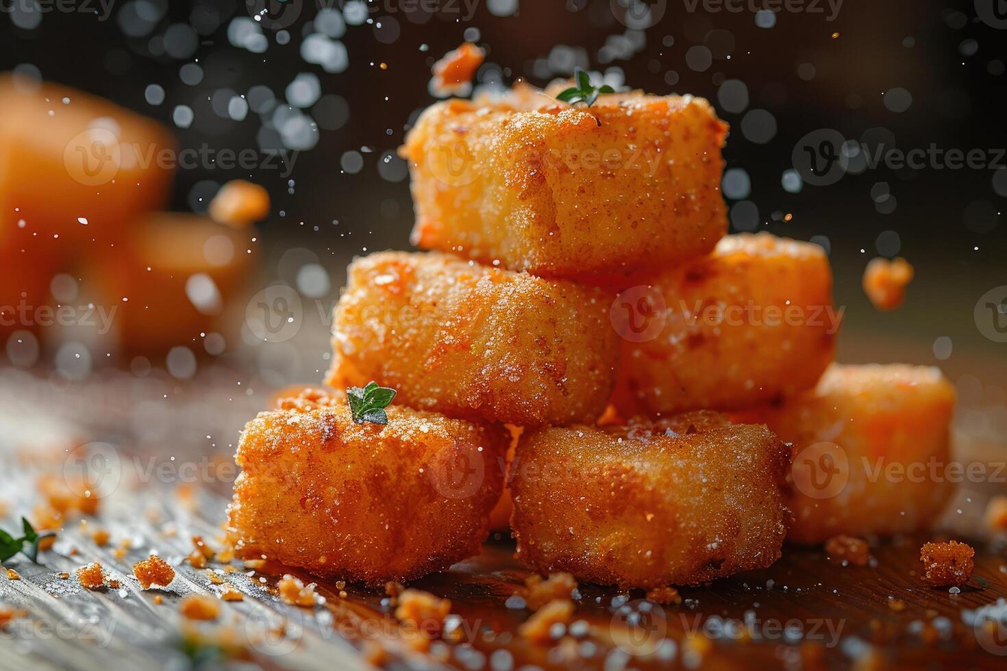 AI generated a plate of Mozzarella Sticks in the kitchen table professional advertising food photography photo