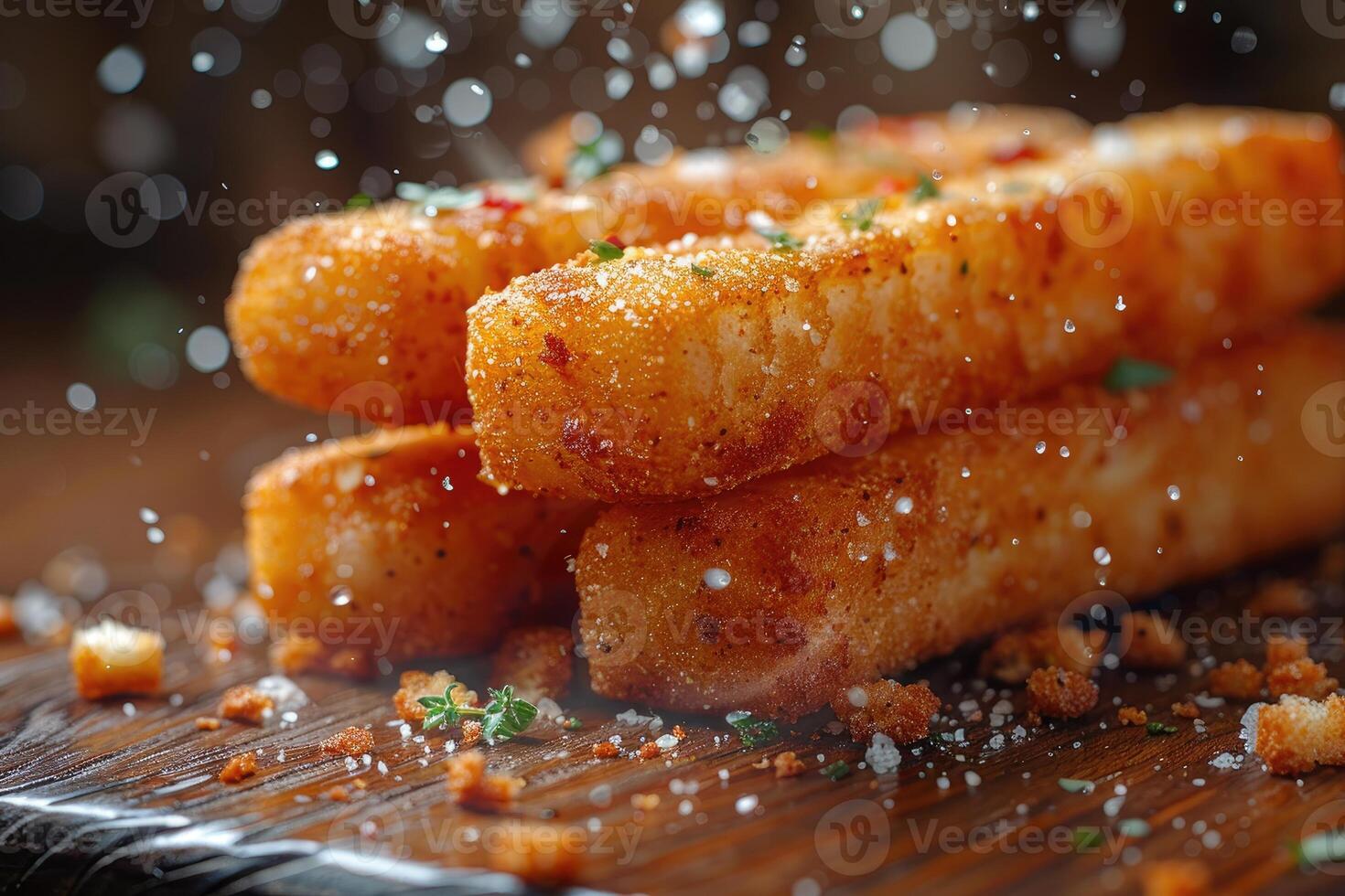 AI generated a plate of Mozzarella Sticks in the kitchen table professional advertising food photography photo