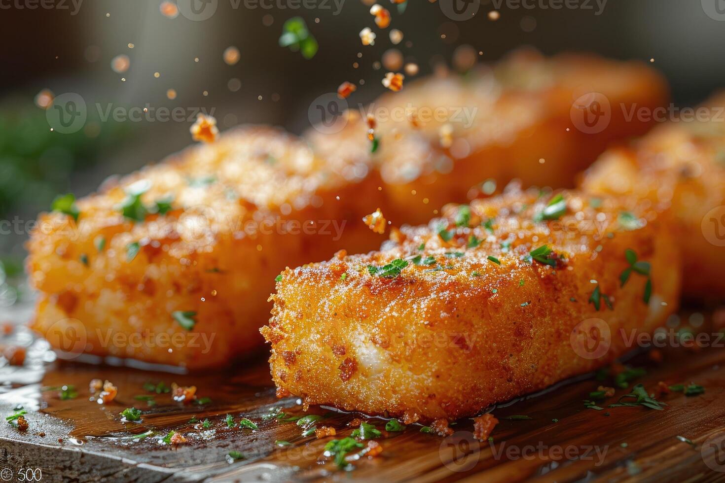 AI generated a plate of Mozzarella Sticks in the kitchen table professional advertising food photography photo