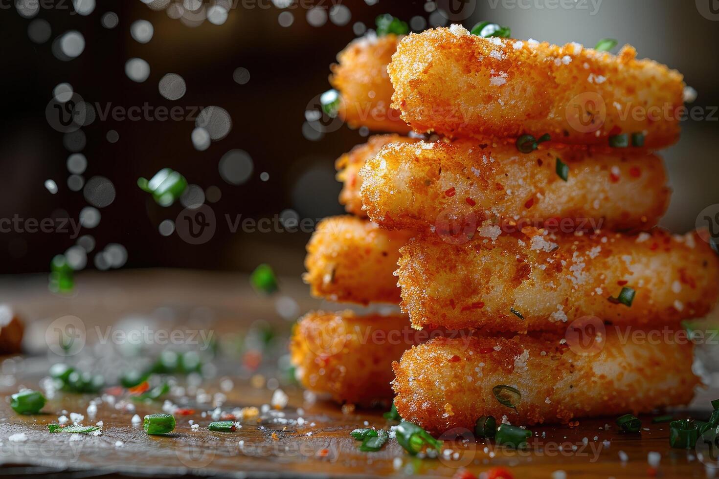 AI generated a plate of Mozzarella Sticks in the kitchen table professional advertising food photography photo