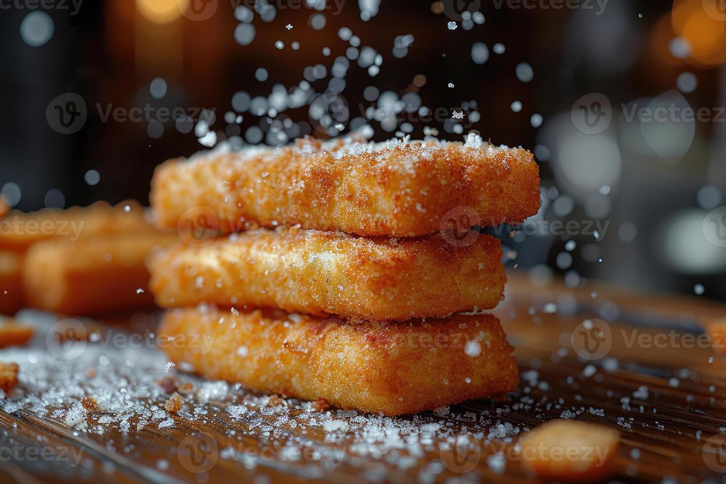 AI generated a plate of Mozzarella Sticks in the kitchen table professional advertising food photography photo