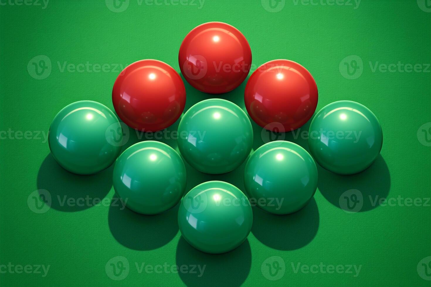 AI generated Balls for billiards snooker arranged on a green playing surface photo