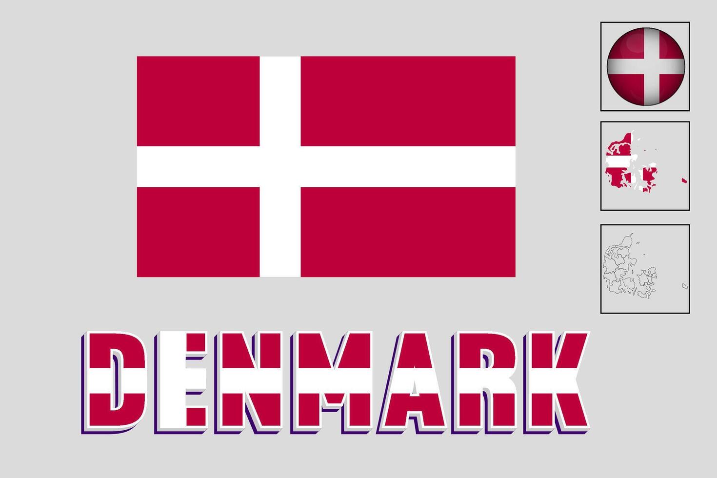 Denmark flag and map in vector illustration