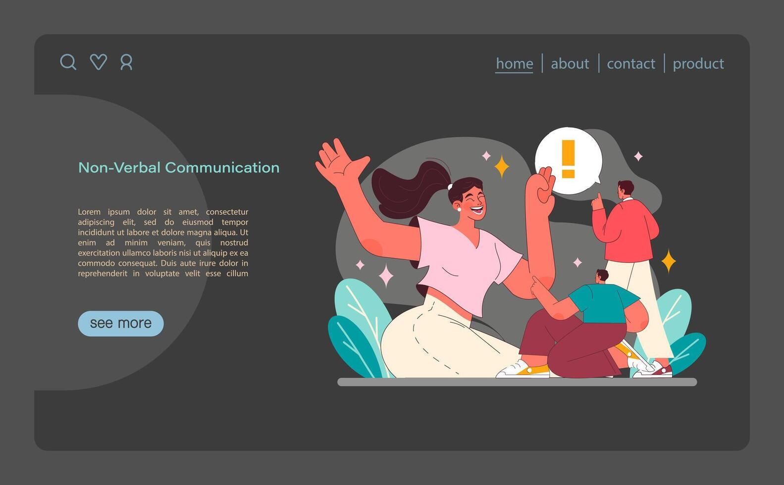 Non-verbal communication concept. Illustration of joyful interaction vector