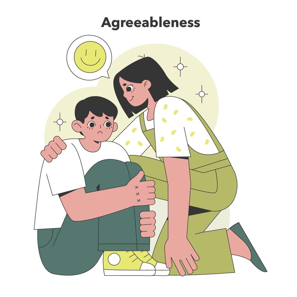 Agreeableness trait from the Big Five Personality. Flat vector illustration.