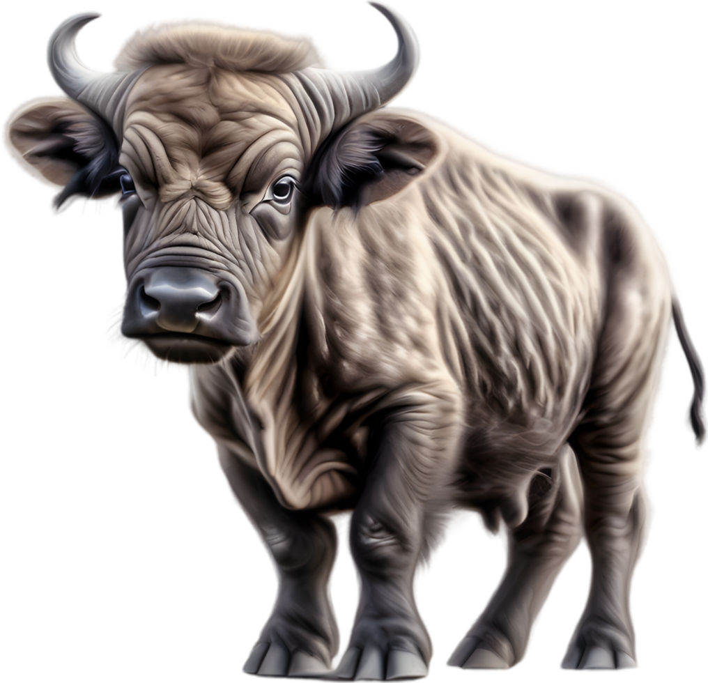 AI generated Colored-pencil sketch of a Cape Buffalo. png