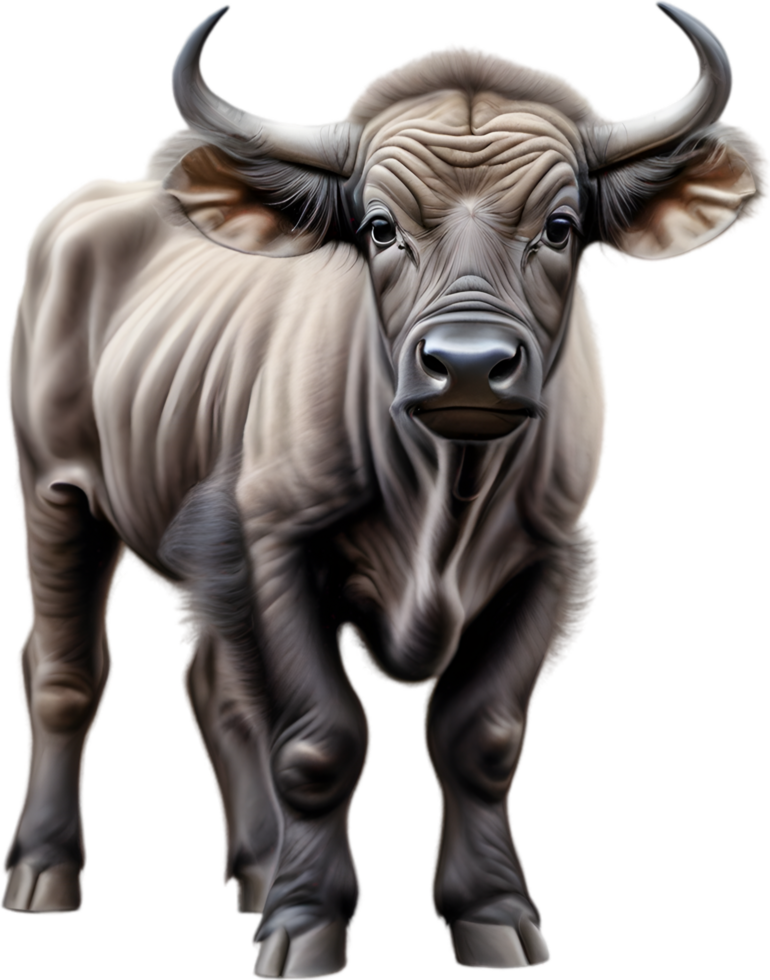 AI generated Colored-pencil sketch of a Cape Buffalo. png