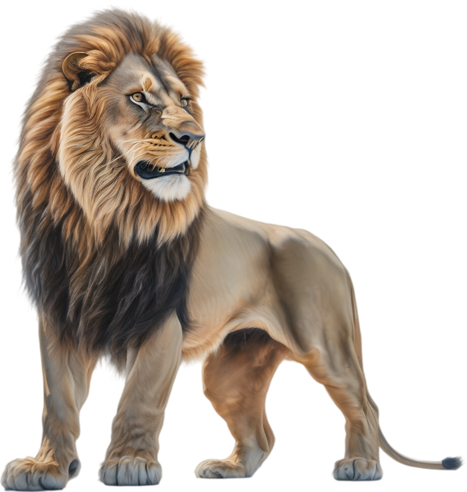 ai généré crayon de couleur esquisser de une lion. png