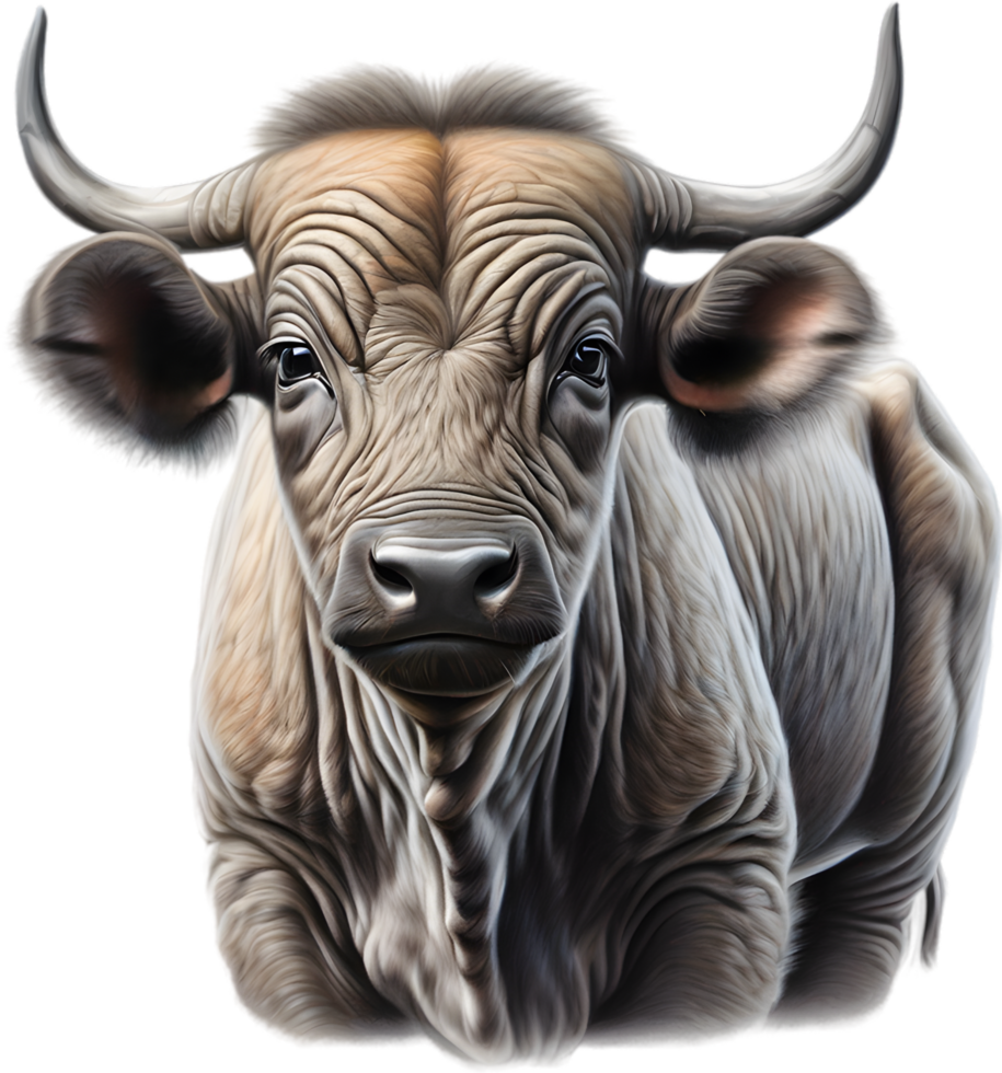 AI generated Colored-pencil sketch of a Cape Buffalo. png