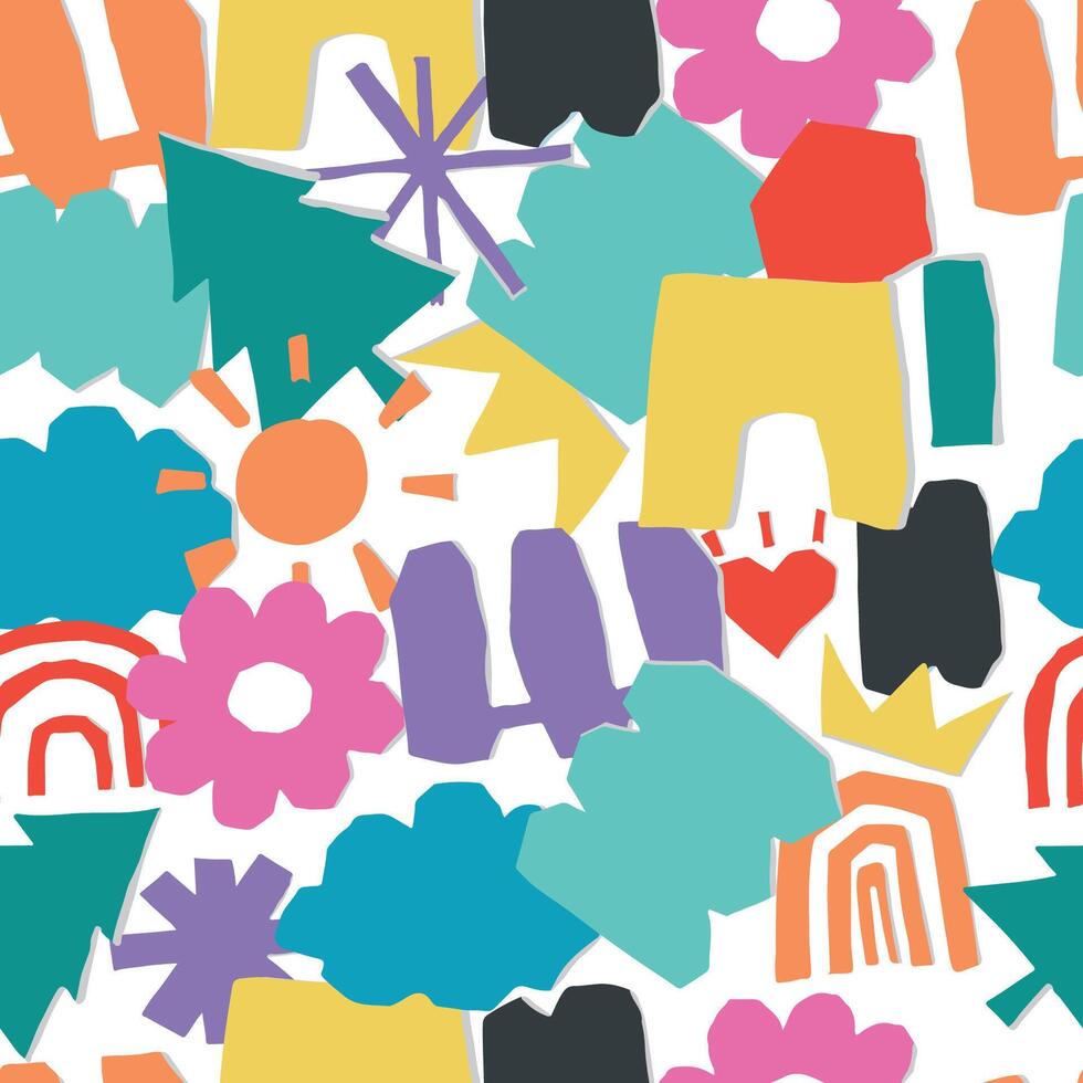 shape cut out paper seamless pattern.illustration vector for wrap,fabric,tile design