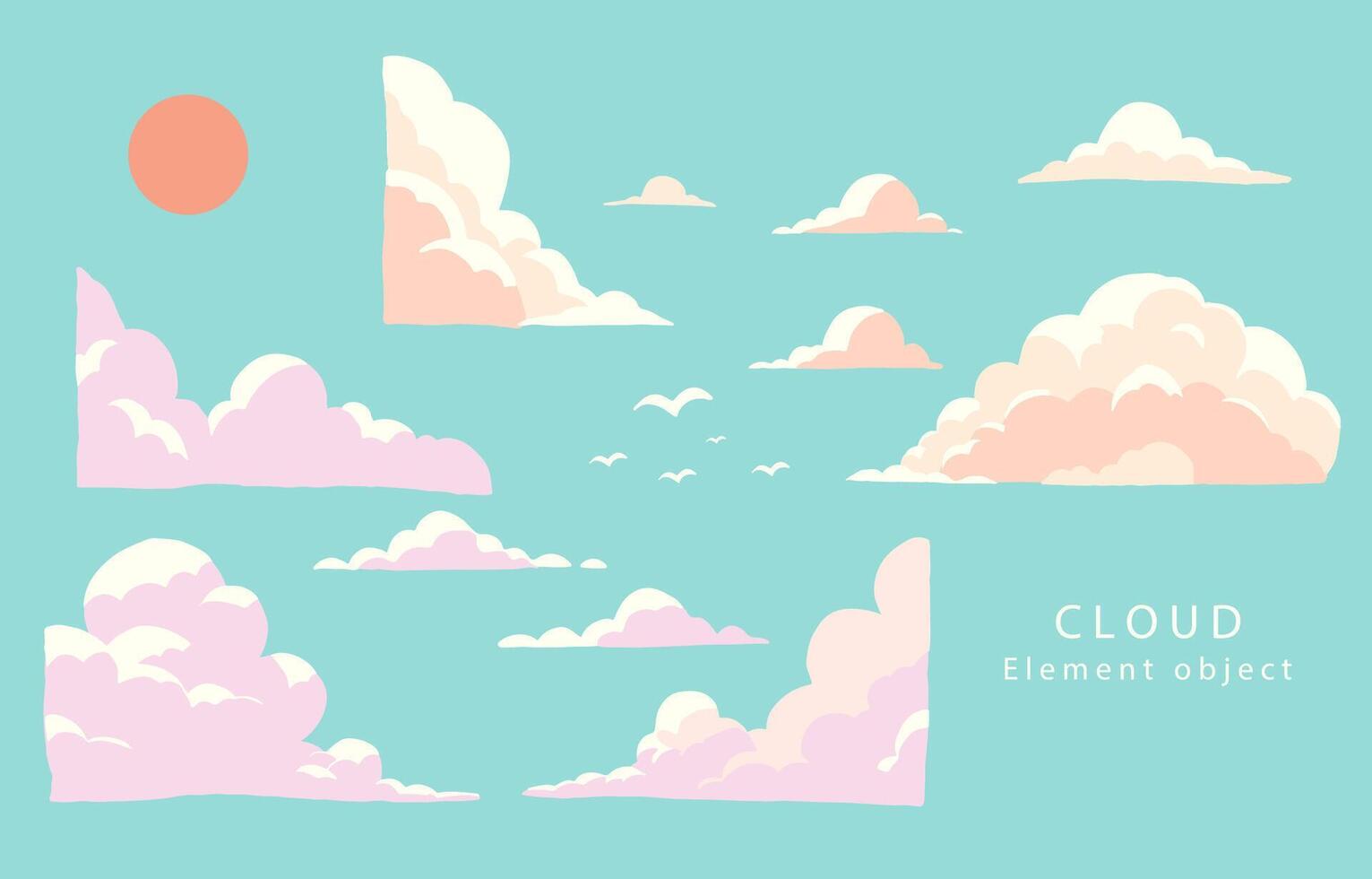 cloud and sun element.illustration vector for weather design