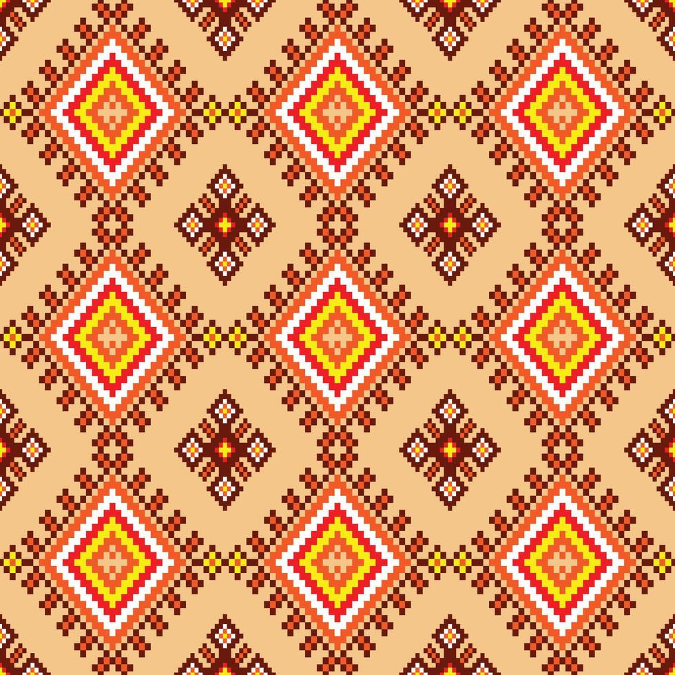 Seamless pattern in the style of Native Americans. It features red, orange, and yellow geometric design for squares,diamonds,fabric,boho,carpet,fabric,ikat,tribal,batik,vector,illustration,pattern vector