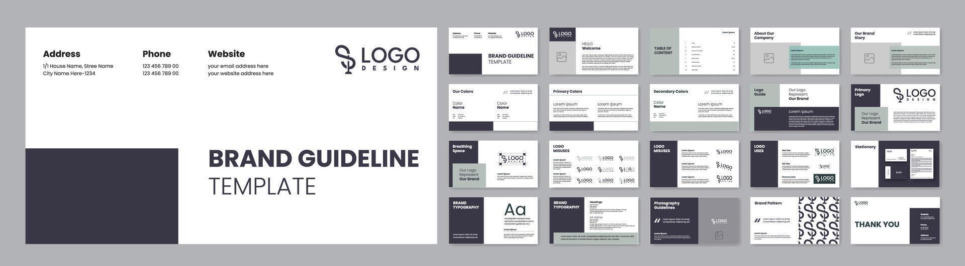 Style Guide Template for Branding Guidelines.. Minimalist Navy Blue Accent vector