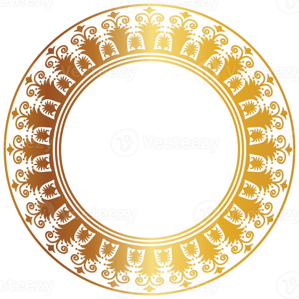 Aztec golden circle frame of crooked leaves. Seamless with hooks or threads. similar to the Greek keyboard Also called stepfred design or Xicalcoliuhqui png